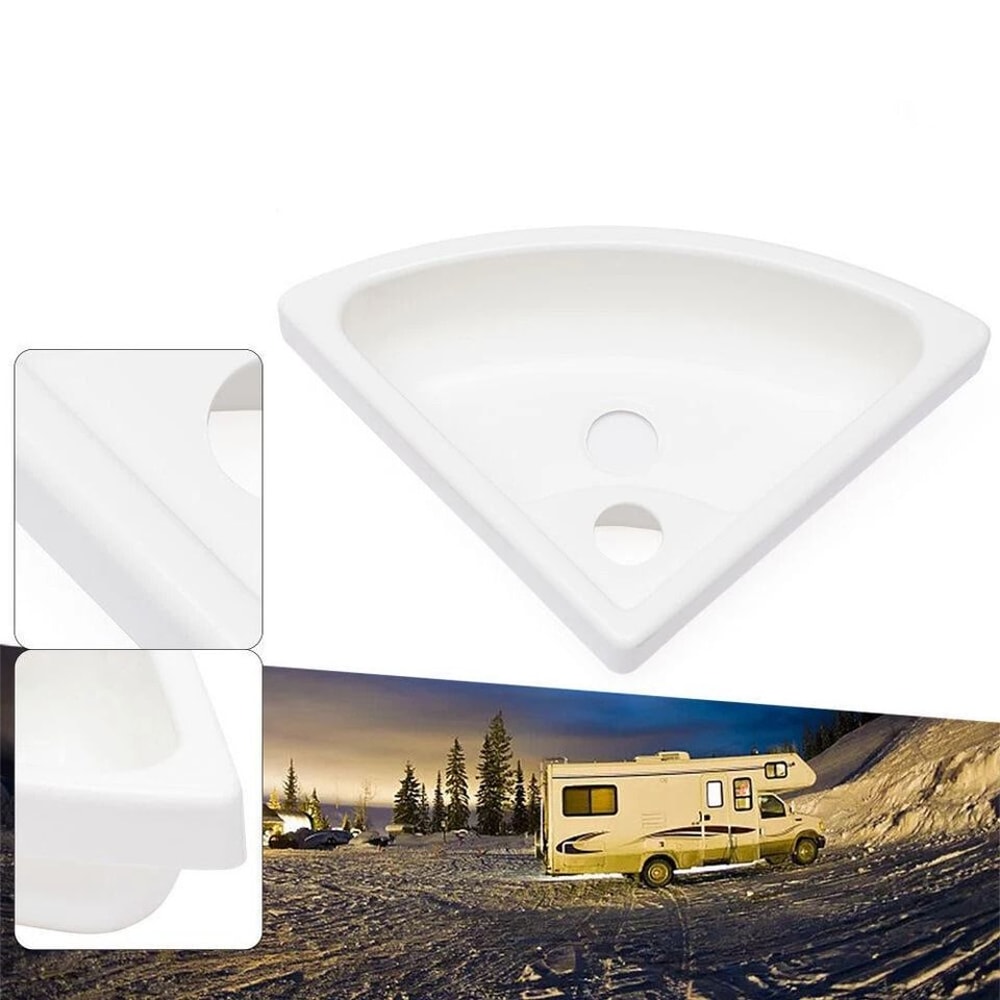 Compact RV Corner Sink Wall Mounted ABS Triangular Basin For Caravan Camper Bathroom 2