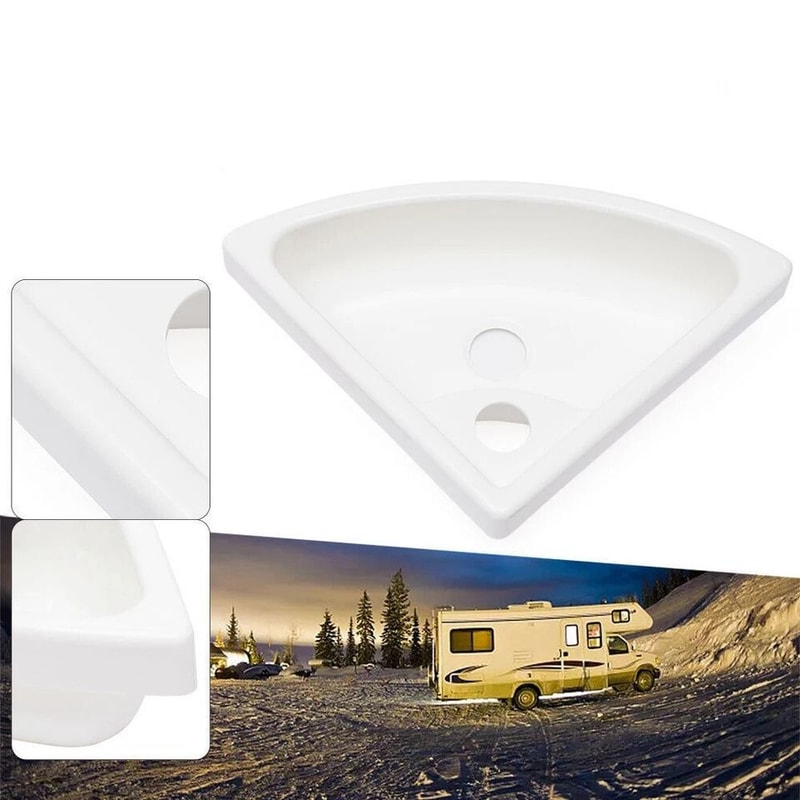 Compact RV Corner Sink Wall Mounted ABS Triangular Basin For Caravan Camper Bathroom 2