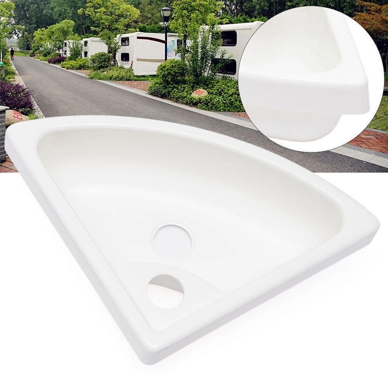 Compact RV Corner Sink Wall Mounted ABS Triangular Basin For Caravan Camper Bathroom 5