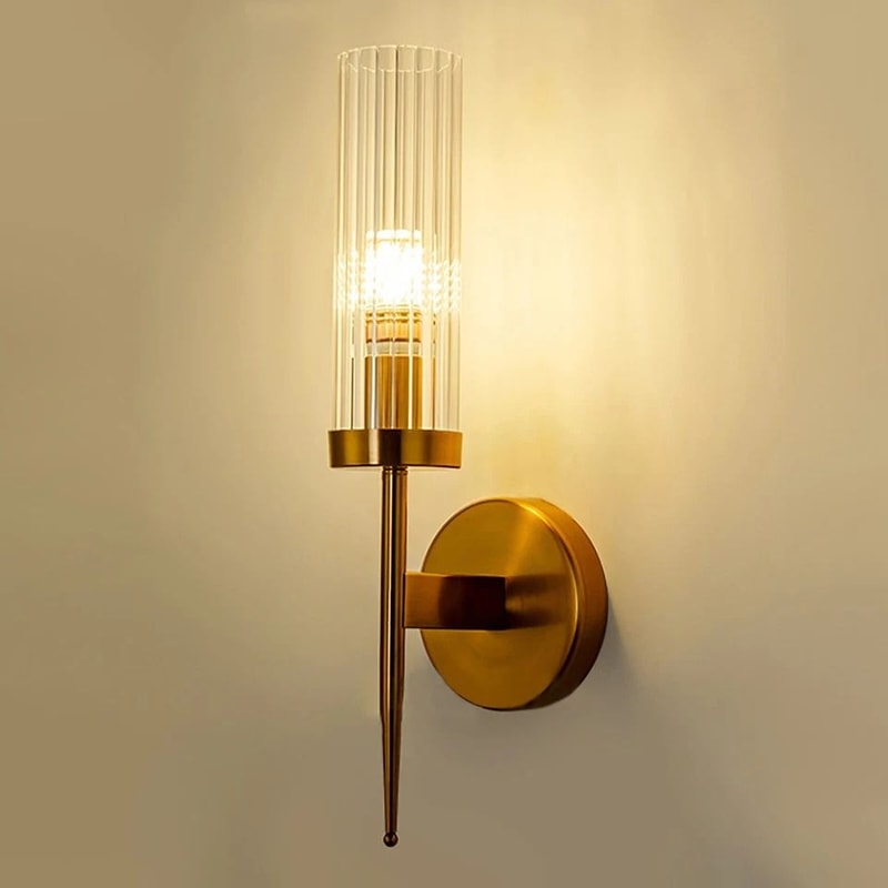 Modern Gold Wall Sconce Glass Shade Indoor Wall Light For Bedroom Hallway Living Room 0