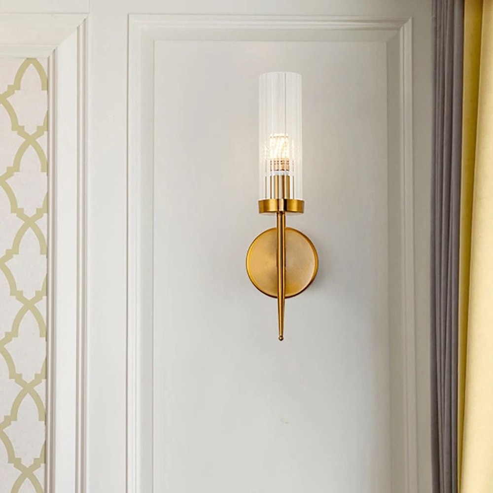 Modern Gold Wall Sconce Glass Shade Indoor Wall Light For Bedroom Hallway Living Room 1