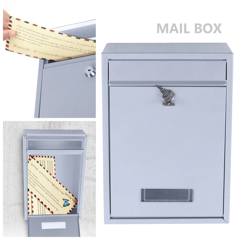 Stainless Steel Wall Mounted Lockable Mailbox Outdoor Post Box 2