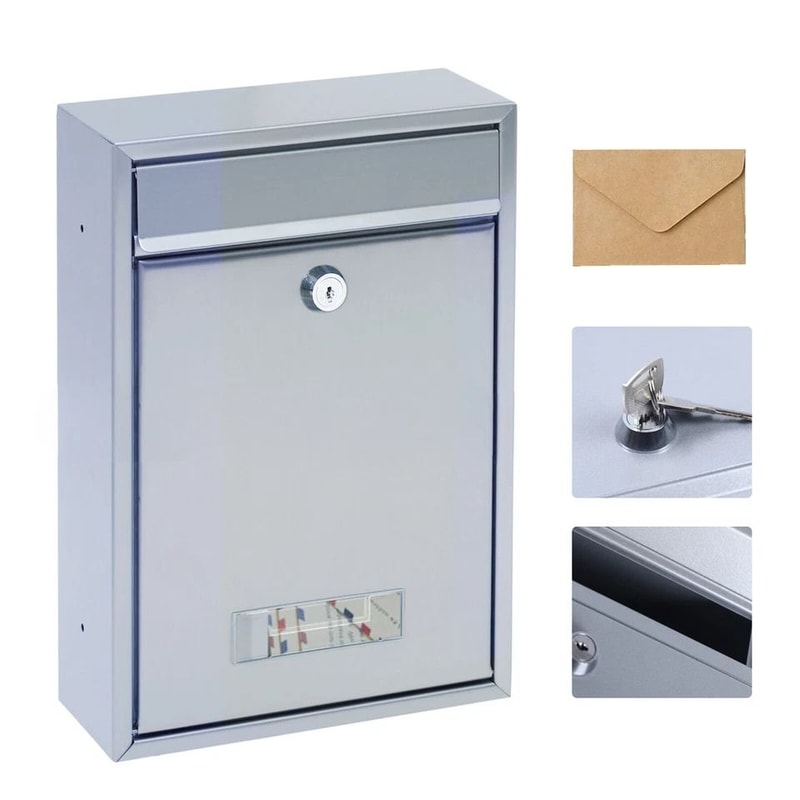 Stainless Steel Wall Mounted Lockable Mailbox Outdoor Post Box 3