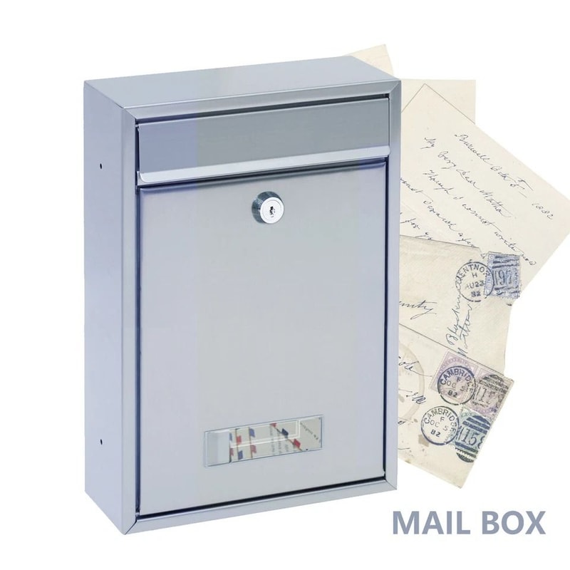 Stainless Steel Wall Mounted Lockable Mailbox Outdoor Post Box 4