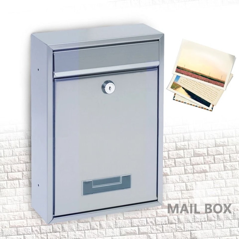 Stainless Steel Wall Mounted Lockable Mailbox Outdoor Post Box 6