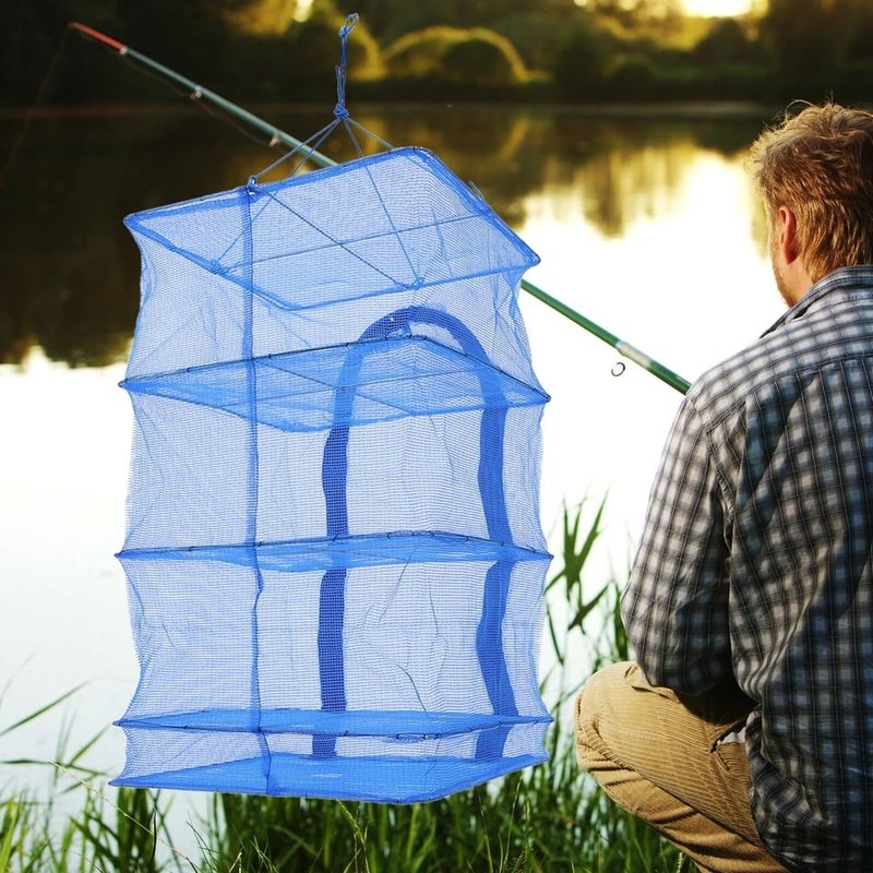Layer Hanging Herb Drying Rack Foldable Mesh Food Fish Drying Net With Zipper 5