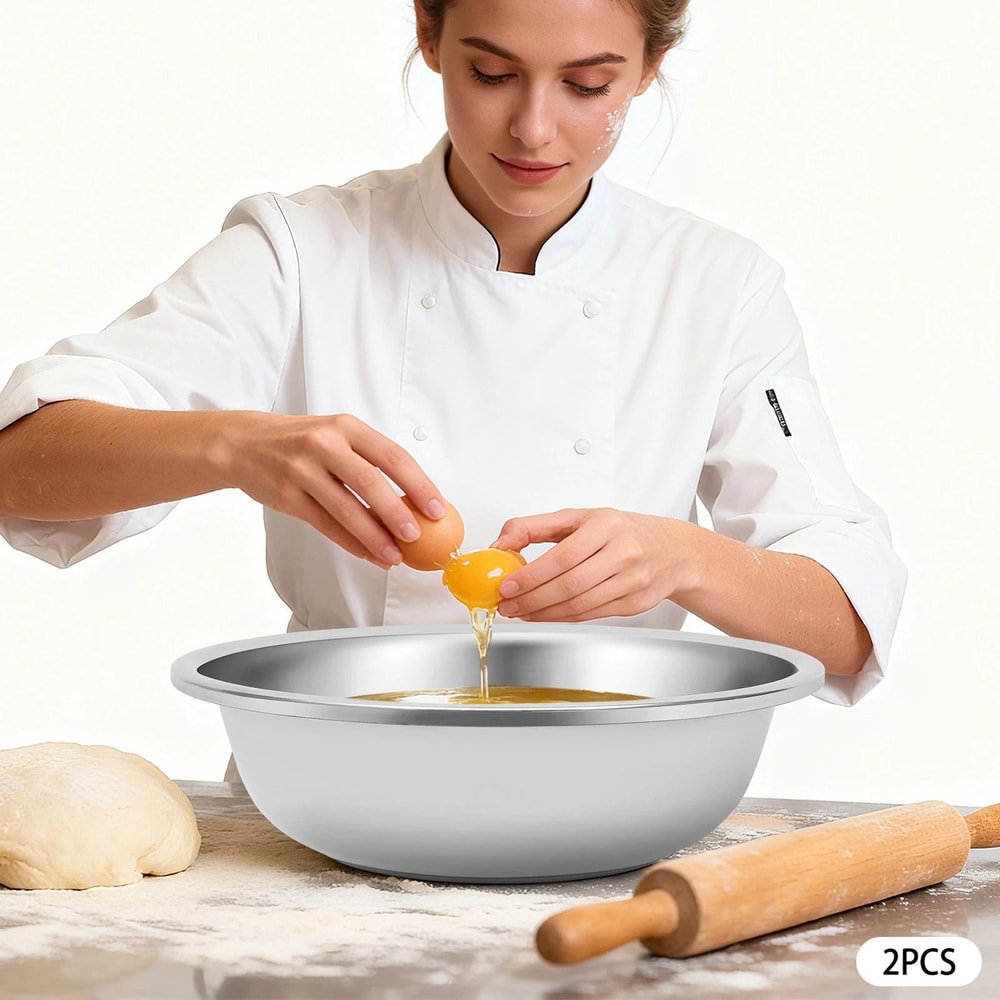 Heavy Duty Stainless Steel Mixing Bowls Large Commercial Kitchen Prep Bowls 0