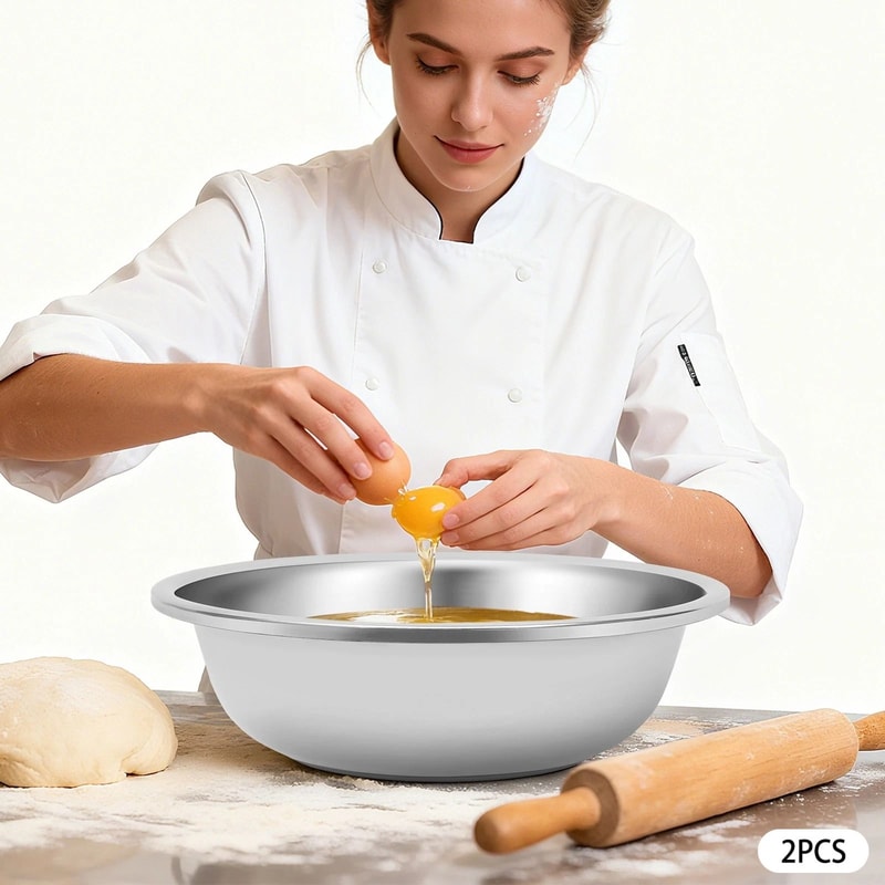 Heavy Duty Stainless Steel Mixing Bowls Large Commercial Kitchen Prep Bowls 0
