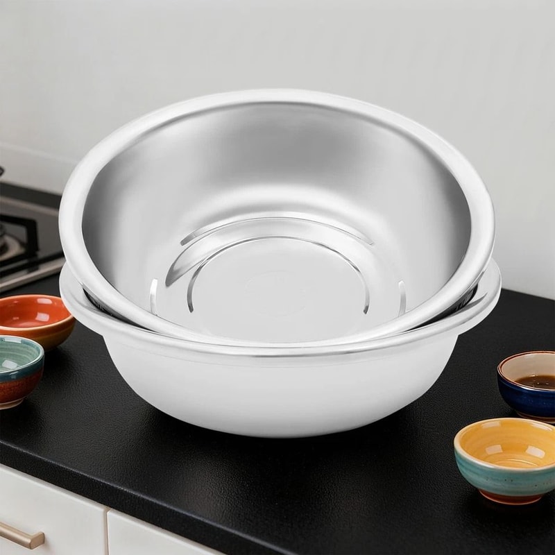 Heavy Duty Stainless Steel Mixing Bowls Large Commercial Kitchen Prep Bowls 4