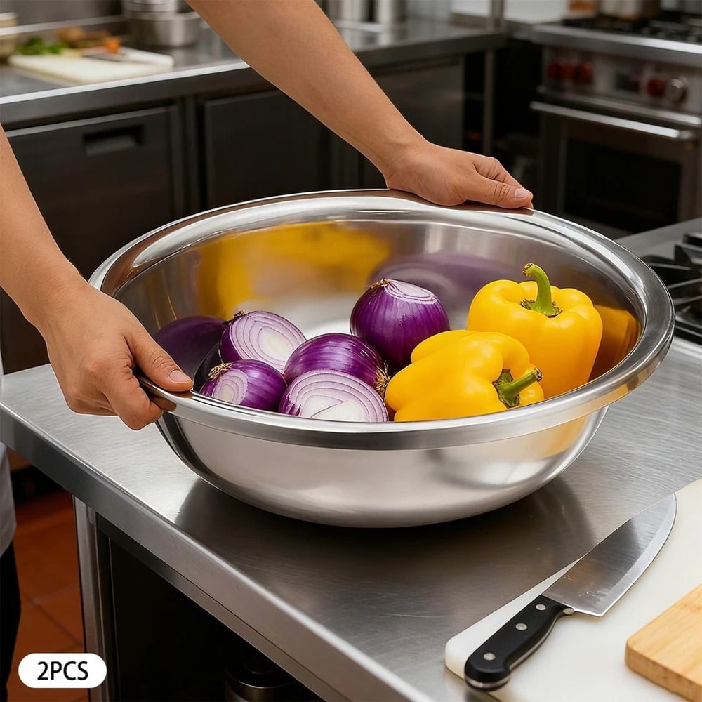Heavy Duty Stainless Steel Mixing Bowls Large Commercial Kitchen Prep Bowls 6