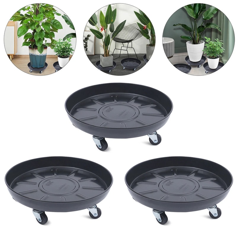 Uct Name 3Pcs Rolling Plant Stand Set Plant Caddy With Wheels Flower Pot Mover Tray 1