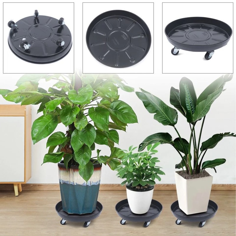 Uct Name 3Pcs Rolling Plant Stand Set Plant Caddy With Wheels Flower Pot Mover Tray 4