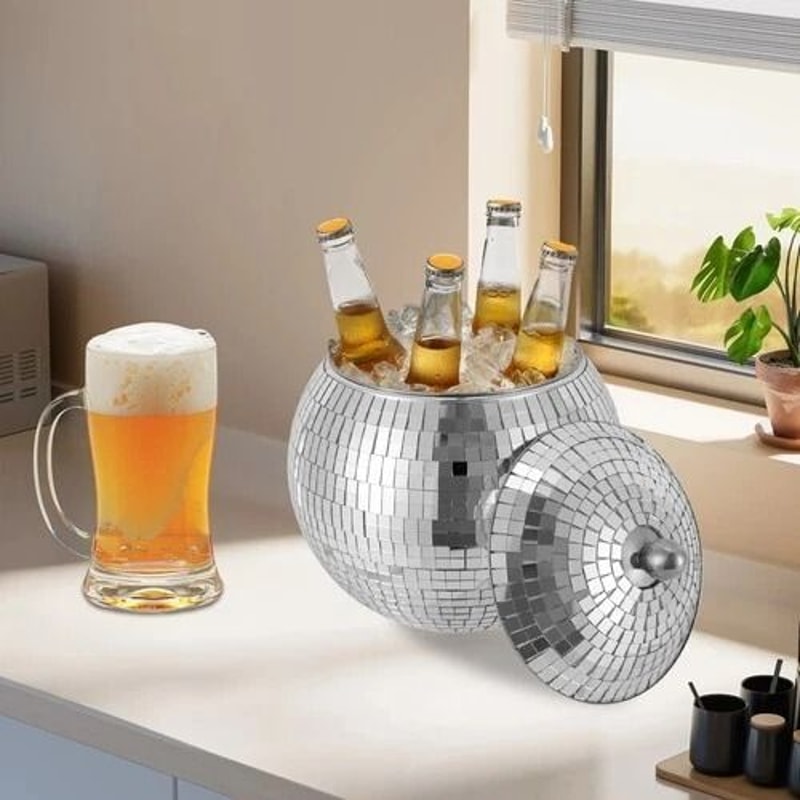 Disco Ball Ice Bucket Stylish Cocktail Chiller For Parties Bars And Home Entertaining 5