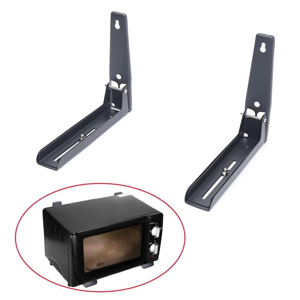 Foldable Microwave Oven Rack Wall Mount Storage Shelf Expandable Kitchen Organizer 2