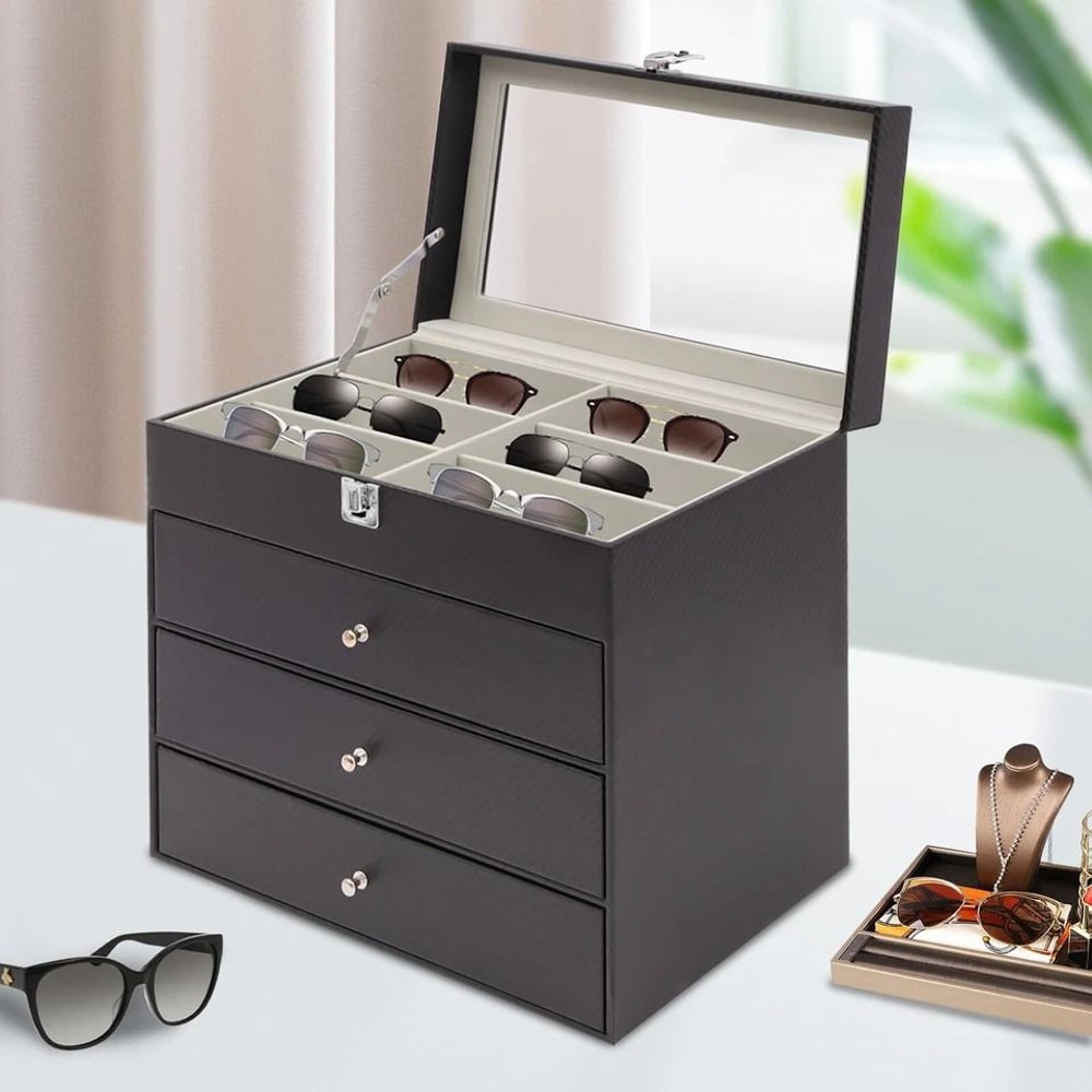 Grid Eyeglass Storage Organizer Case For Sunglasses Display And Glasses Collection 2