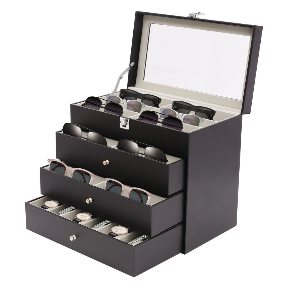Grid Eyeglass Storage Organizer Case For Sunglasses Display And Glasses Collection 0