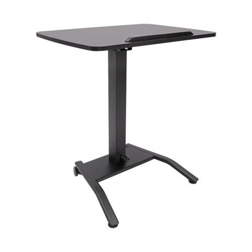 Pneumatic Adjustable Standing Desk Mobile Laptop Cart With Tilting Top Cup Holder 5