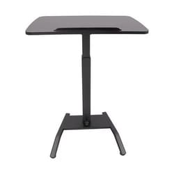 pneumatic adjustable standing desk mobile laptop cart with tilting top & cup holder