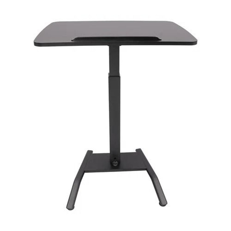 Pneumatic Adjustable Standing Desk Mobile Laptop Cart With Tilting Top Cup Holder 0