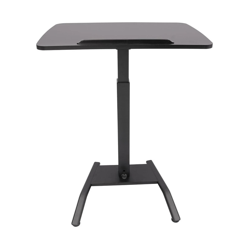 Pneumatic Adjustable Standing Desk Mobile Laptop Cart With Tilting Top Cup Holder 10