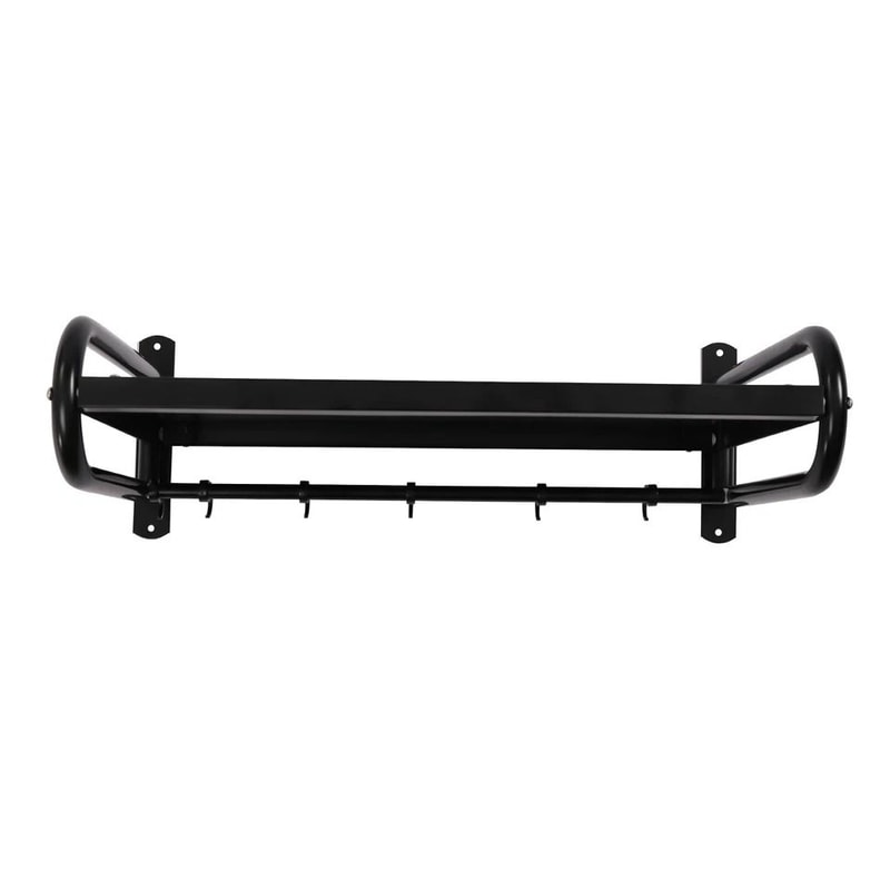 Wall Mounted Pot Rack Kitchen Storage Organizer Shelf With Hooks 2