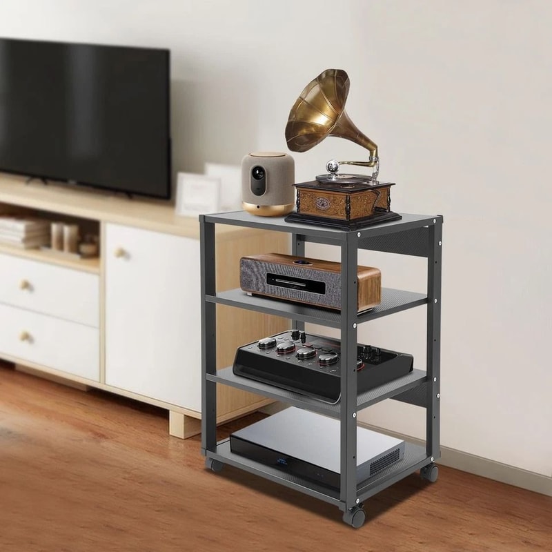 Premium Shelf Audio Video Stand TV Media Cabinet Heavy Duty AV Component Rack 4