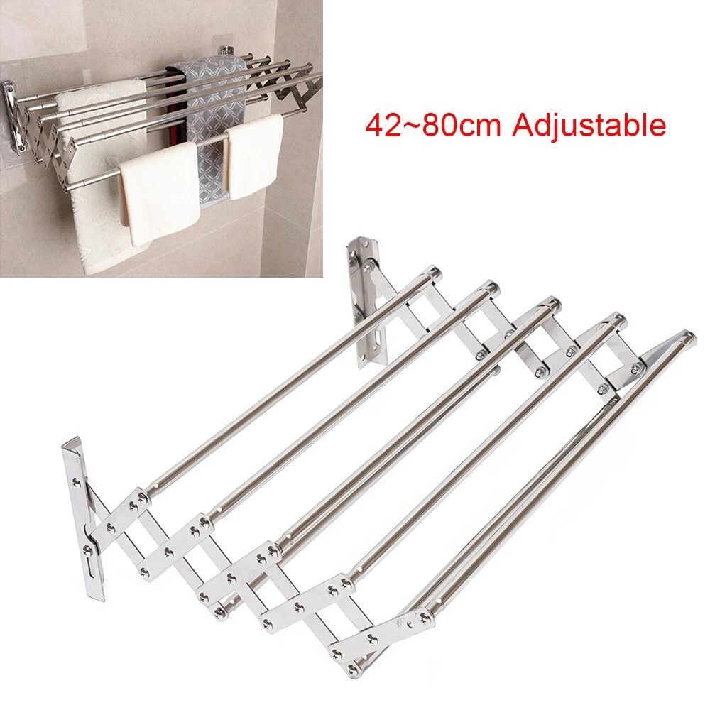 Wall Mounted Folding Clothes Drying Rack Shelf For Laundry Room 8