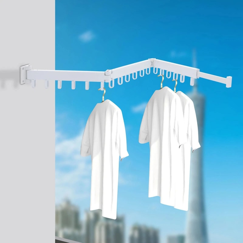 Premium Space Saving Retractable Wall Mount Drying Rack Folding Laundry Organizer 0