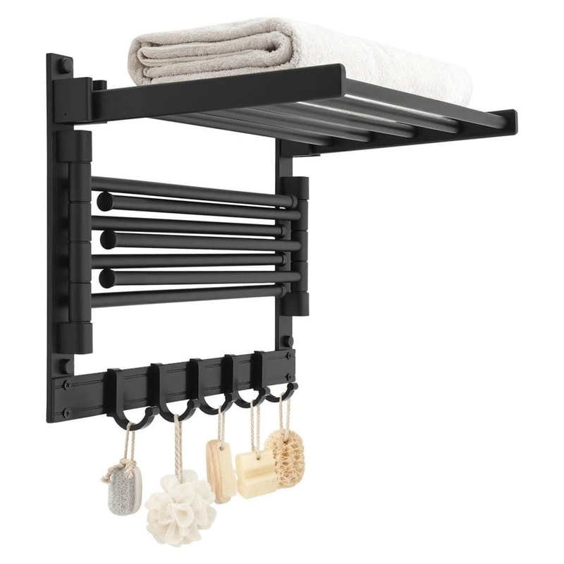 Black Heated Towel Warmer Rack Wall Mount Bathroom Towel Bar 1