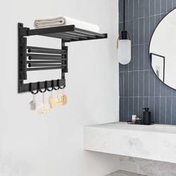 black heated towel warmer rack wall mount bathroom towel bar