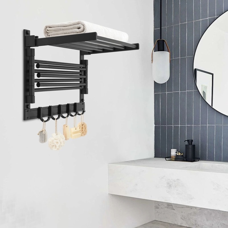 Black Heated Towel Warmer Rack Wall Mount Bathroom Towel Bar 0