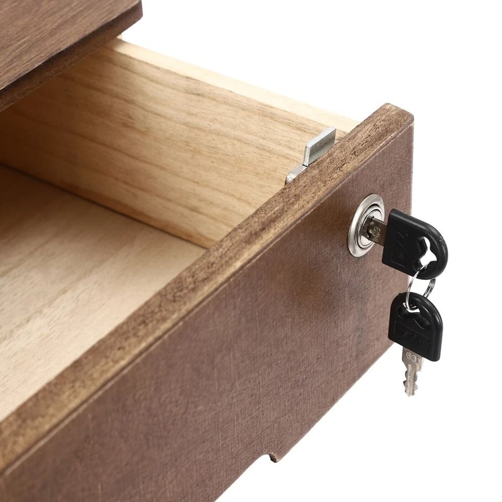 Premium Wooden Desk Organizer With Lockable Drawers Office Storage Solution 4