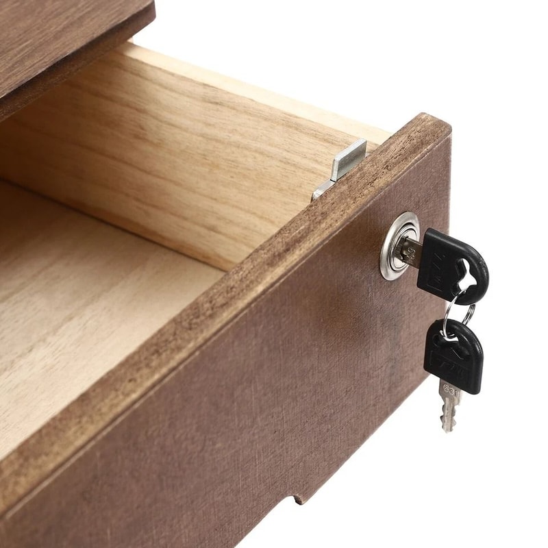 Premium Wooden Desk Organizer With Lockable Drawers Office Storage Solution 4