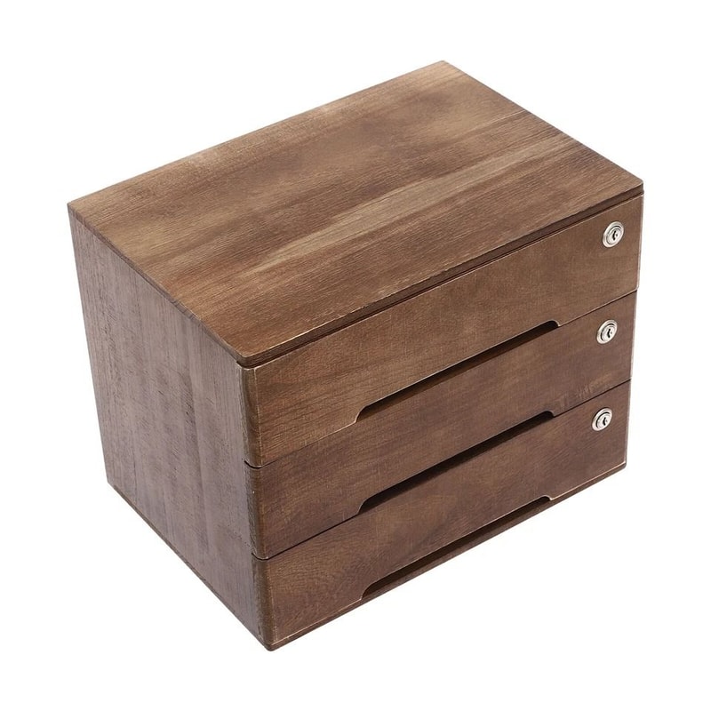 Premium Wooden Desk Organizer With Lockable Drawers Office Storage Solution 9