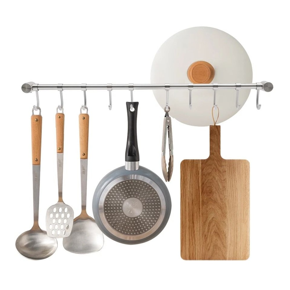 Premium Kitchen Utensil Rack With Sliding Hooks Wall Mounted Organizer 1