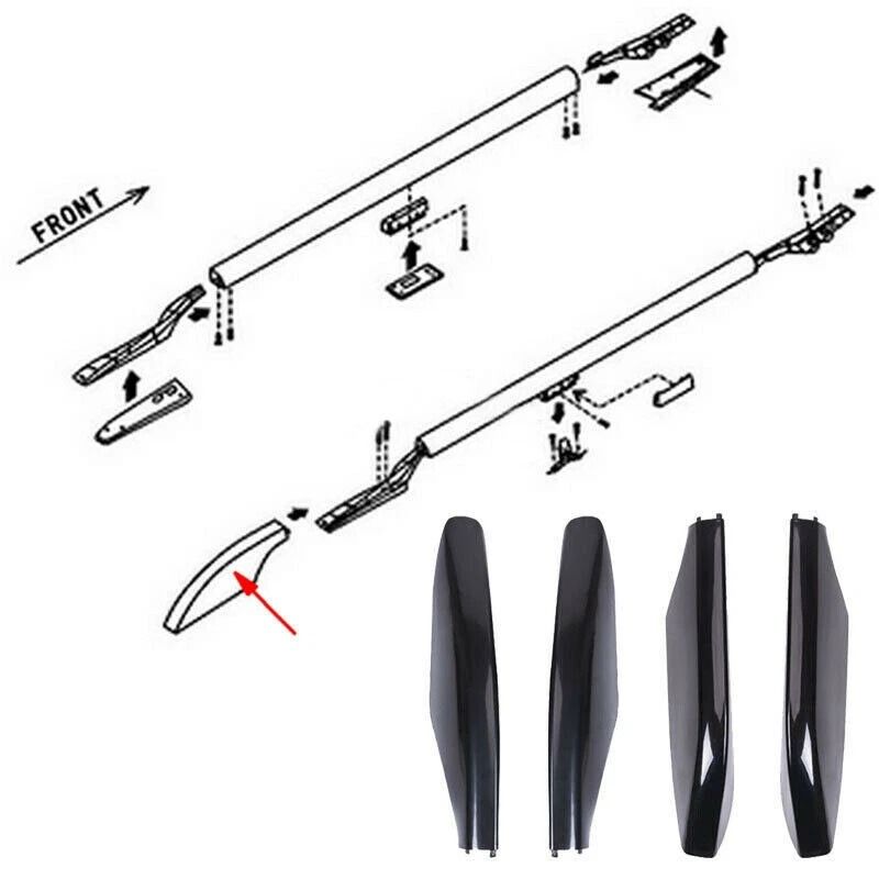 Toyota Prado Roof Rails End Cover Shell Set Durable ABS Replacement Caps 1
