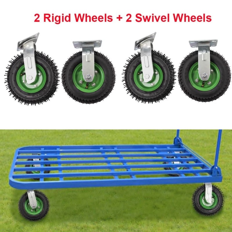 Heavy Duty Pneumatic Air Tire Wheels Rigid Swivel Cart Casters 2