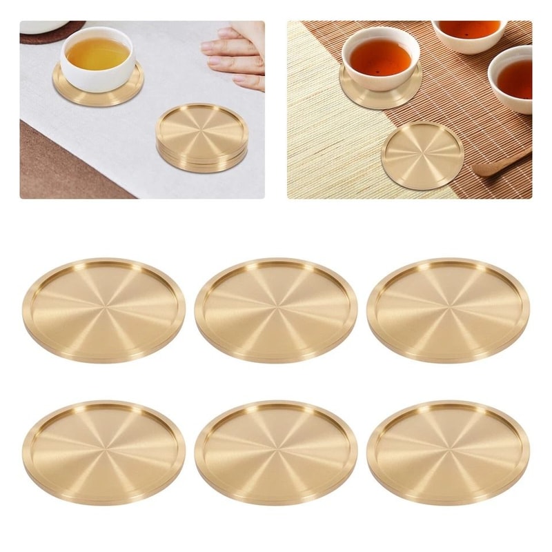 Elegant Brass Cup Mats Brass Coasters Set Of Premium Table Protectors 2