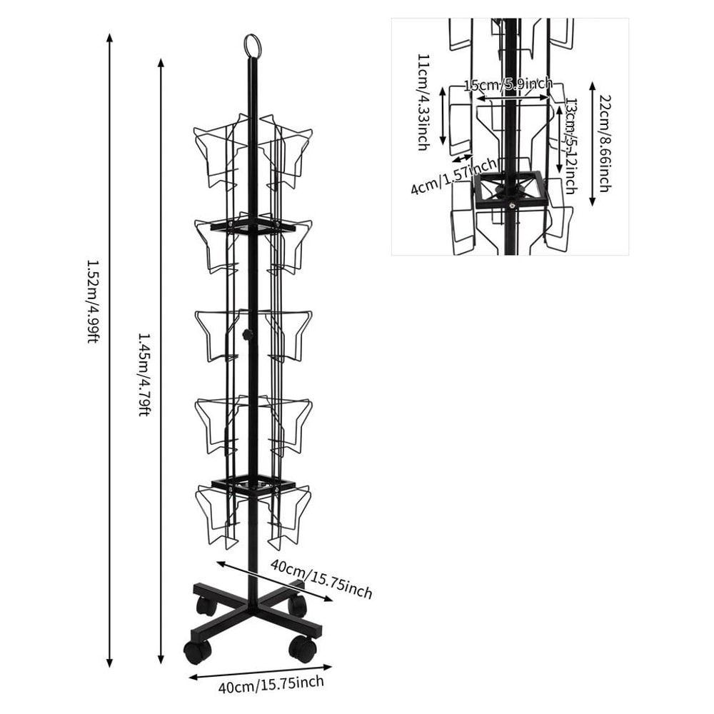 Premium Retail Rotating Card Display Stand Pocket Black Greeting Card Rack For Cards 3