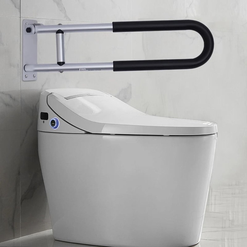 Premium Folding Toilet Support Rails Bathroom Grab Bars For Accessible Safety 0