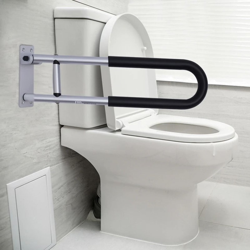 Premium Folding Toilet Support Rails Bathroom Grab Bars For Accessible Safety 6