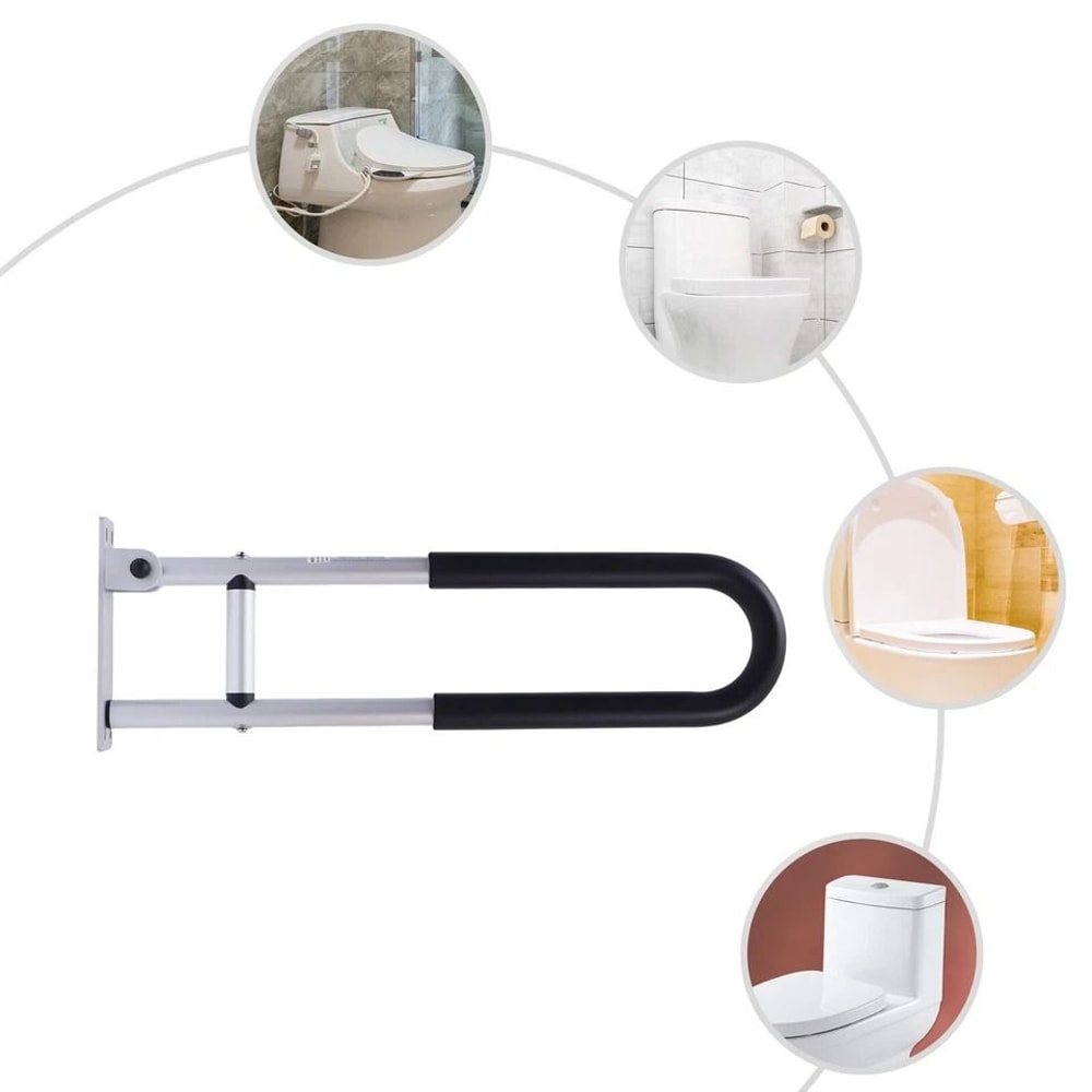Premium Folding Toilet Support Rails Bathroom Grab Bars For Accessible Safety 7