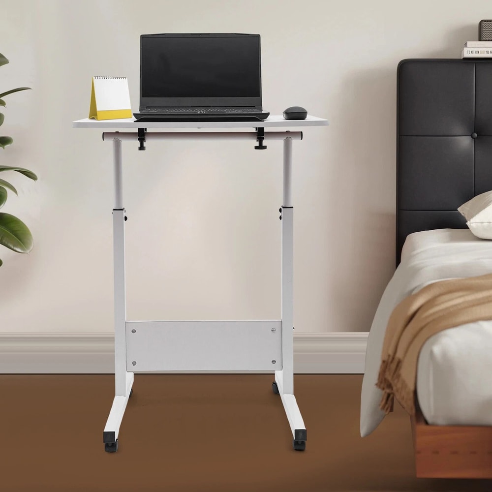 Adjustable Height Standing Desk Portable Laptop Workstation With Wheels 0