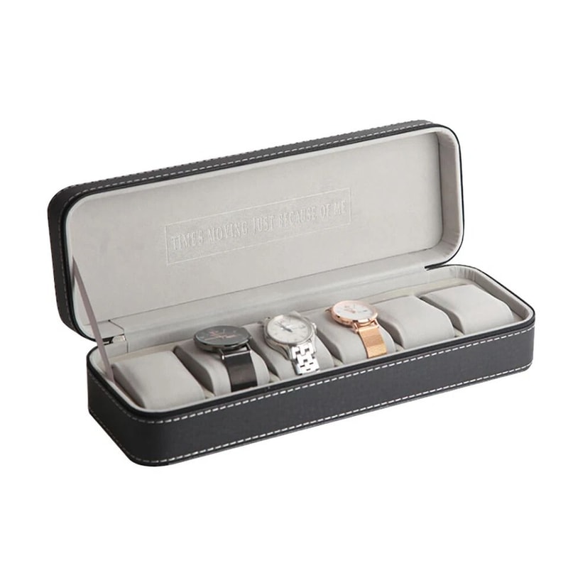 Premium Slot Jewelry Organizer Watch Display Case Portable Leather Storage 6