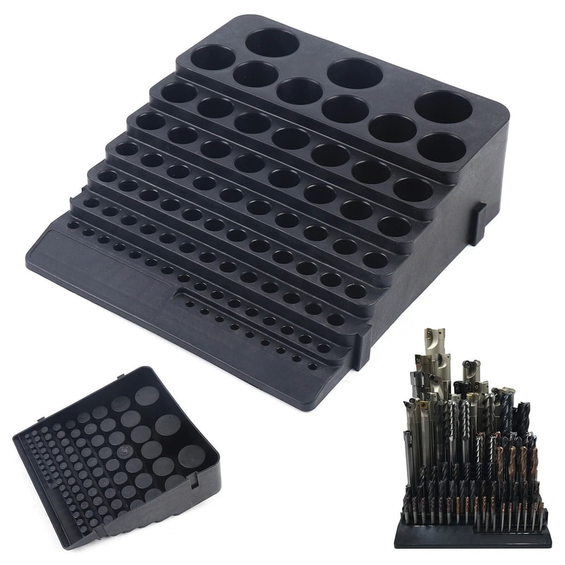 Premium Drill Bit Organizer Tool Storage Rack Holes Collet Holder 0