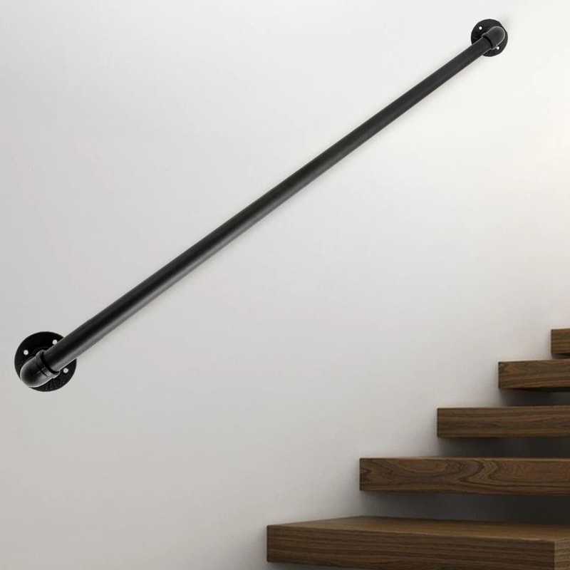 Premium Black Modern Handrail Indoor Outdoor Wall Mounted Stair Railing 4