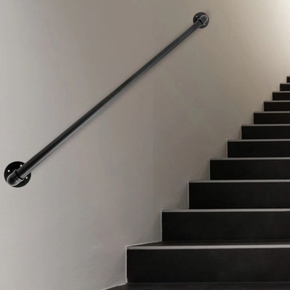 Premium Black Modern Handrail Indoor Outdoor Wall Mounted Stair Railing 6