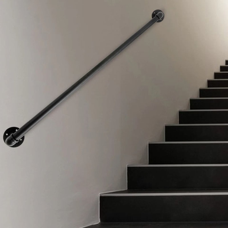 Premium Black Modern Handrail Indoor Outdoor Wall Mounted Stair Railing 6