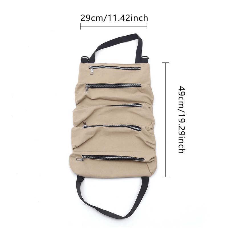 Roll Up Tool Organizer Durable Canvas Wrench Storage Pouch For Portable Mechanic Tool Organization 2