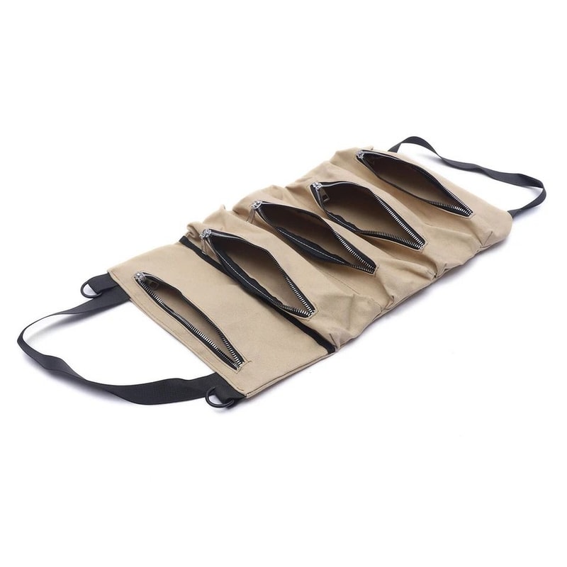Roll Up Tool Organizer Durable Canvas Wrench Storage Pouch For Portable Mechanic Tool Organization 3